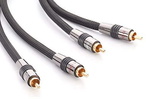 Eagle Cable by INAKUSTIK – 10040030 – Deluxe Stereo Audiokabel | kraftvoller und dynamischer Klang, hoher Kupfergehalt | 3,00m in Schwarz | 2-fache Abschirmung - Vollmetallstecker| Geflechtschirm
