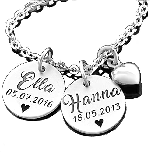 Namenskette 925 Silber Silberkette mit Namen Zwillinge Echtschmuck Kette mit Gravur Geburt personalisiert Geschwister Familie Schmuck| HANDMADE IN GERMANY