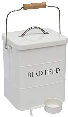 Geyecete Vorratsbehälter für Vogelfutter, Futtertonnen für Trockenfutter Mit Griff, luftdichter Behälter für Tierfutter-2.5kg Kapazität-Weiß
