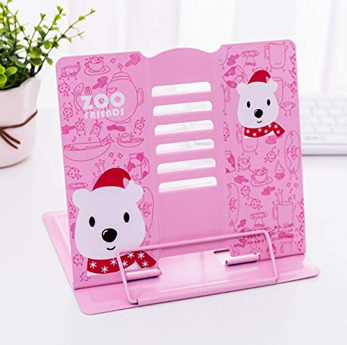 Buchständer Bücher Tablets Halter Leseständer für Kinder Erwachsene Ergonomische Buchstütze Metall Buchaufsteller Multifunktionaler Buchhalter Kochbuchhalter für Küche Kinderzimmer Büro (Rosa Eisbär)