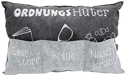 GILDE - 45518 - Ordnungshüter Kissen, Stoff, grau, 60cm x 40cm, Polyester, waschbar