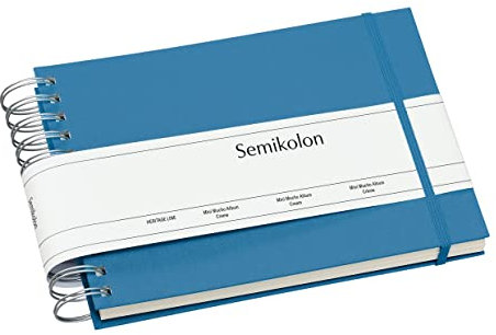 Semikolon 364013 Spiral Album Mini Mucho - 25x16 cm - Fotoalbum, 90 Seiten cremeweiß, Fotobuch, azzurro hell-blau