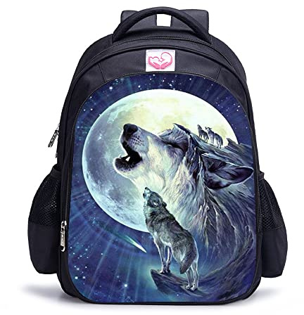 TXZSTGB Erwachsene Kinder Rucksack Wolf Erwachsene Rucksack Herren Damen Kinder Reiserucksack （41x28x12 cm/16 Zoll） 3D gedruckter Rucksack