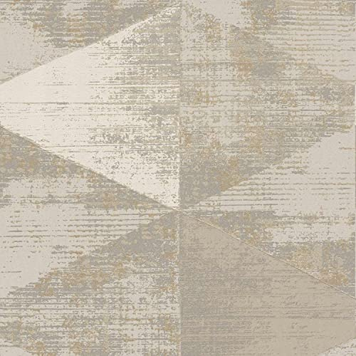A.S. Création Vliestapete 3D Beige Gold 383533 Moderne Geometrische Design Tapete Wohnzimmer 10,05x0,53m 383533