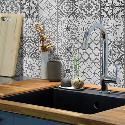 Vinyl-Boden-Wandfliesen, Boden-Aufkleber, rutschfeste Bodenfliesen, Aufkleber für Küche, Badezimmer, selbstklebend, abziehen und aufkleben, PVC grau, 30 x 15 cm, 24 Stück