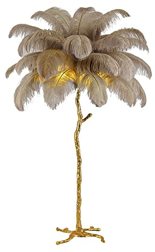 YHYYU Stehlampe mit Federn, Moderne Feder Stehleuchte, LED Dimmbar Eck Stehlampen, Leseleuchte Bodenlampe, Standleuchte für Wohnzimmer und Schlafzimmer (120cm, Braun)