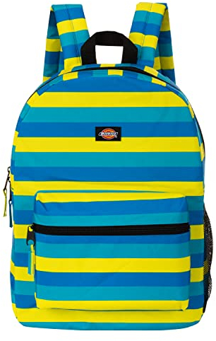 Dickies Freshman Rucksack, klassisches Logo, wasserabweisend, lässiger Tagesrucksack für Reisen, passend für 15,6 Zoll Notebook, Zitronenblau gestreift