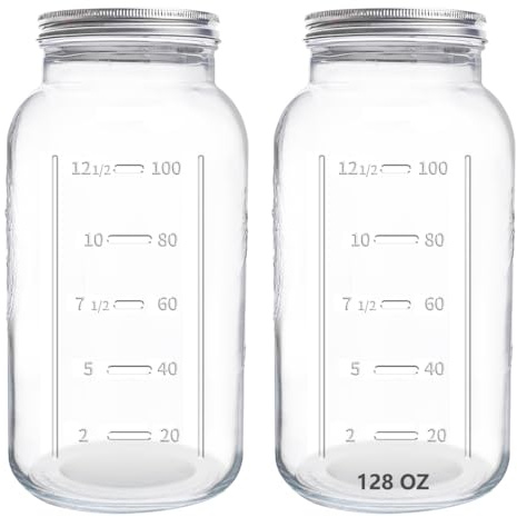 eleganttime Einmachgläser, extra breite Öffnung, 3,6 l, große Gläser mit luftdichtem Deckel, sicher für Lebensmittelaufbewahrung, Aushärtung, Gärung und Konservierung (nicht standardmäßige breite
