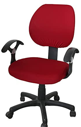Highdi Coprisedia Ufficio Elasticizzato Coprisedie Gaming, 2 Pezzo Separato Fodere Coprisedia Girevole Ufficio, Tinta Unita Coprisedia da Computer con braccioli per Sedia da Ufficio (Rosso Bordeaux)