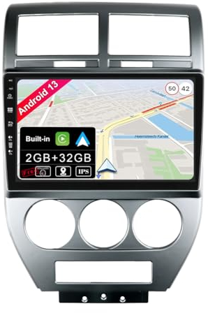 JOYX Android 13 IPS Autoradio Passt für Jeep Compass 1 MK (2006-2010) - Eingebautes Kabellos CarPlay Android Auto - Rückfahrkamera - 2G+32G - 10.1 Zoll 2 Din - DAB Lenkradsteuerung 4G WiFi Fast-Boot