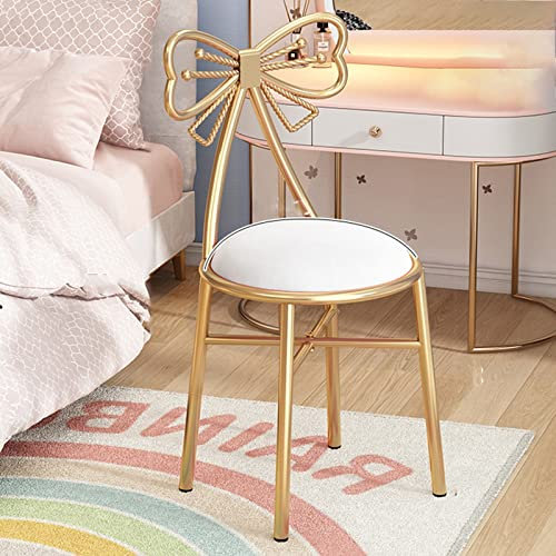 Sgabello per il trucco, Sedia da trucco con fiocco rosa, sgabello per trucco creativo ed elegante con schienale con farfallino a farfalla, sedia imbottita in tessuto, per soggiorno/spogliatoio/camera