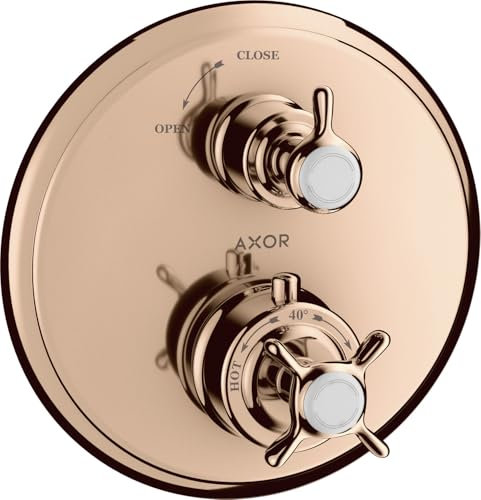 hansgrohe AXOR Montreux Thermostat Unterputz mit Absperrventil,1 Verbraucher, 16800300, Farbe: Polished Red Gold