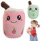 Bubble Tea Kuscheltier, 24CM Bubble Tea Plüschtier Boba Kuscheltier, Boba Stofftier Plüschkissen, Boba Tee Süße Kissen Plushie, Geschenk Spielzeug für Kinder Mädchen Erwachsene Geburtstag