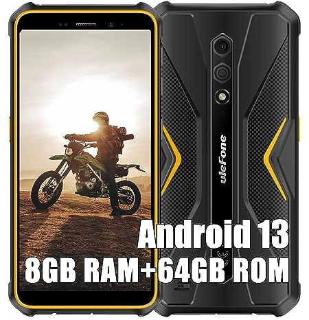 Ulefone Armor X12 Pro Outdoor Handys ohne Vertrag, MTK G36 8GB+64GB Outdoor Smartphone Android 14, 13MP+8MP, 5.45 HD+, 4860mAh Akku, IP68 Handy ohne Vertrag, Dual SIM 4G NFC OTG GPS FM, Orange