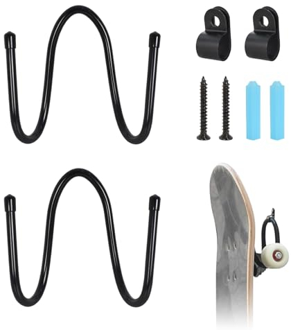 2 Piezas Soporte De Pared para Monopatín, Gancho Con Tornillos para Colgar, Percha y Soporte para Exhibición y Almacenamiento, para Skateboard, Snowboard
