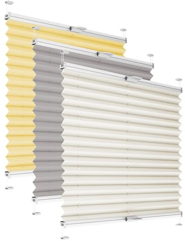 Plissee ohne Bohren zum Kleben für den Innenrahmen - Creme 35 x 90 cm | Thermo Plisseerollo Jalousie, Einfache Montage, Faltrollo Blickdicht für Fenster & Tür, Sichtschutz