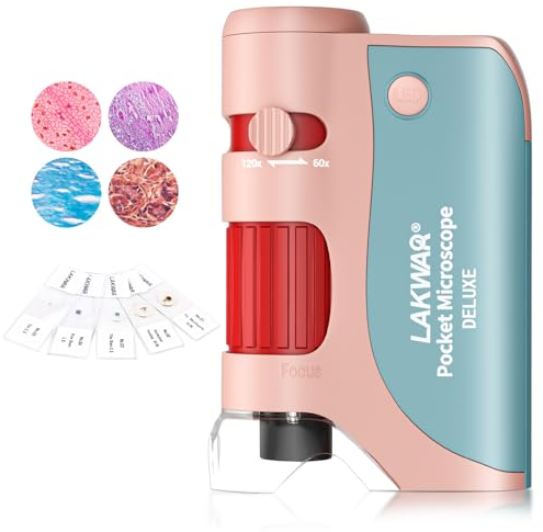 60x-120x Mini Pocket Microscope for Kids Adults, Portable Handheld Microscope, Miniscope Portable for Kids Little Scientist Students School Minilabsters Education