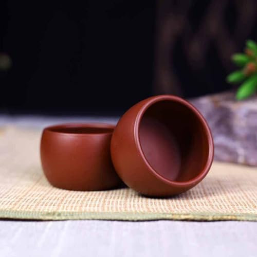 Tetera de arcilla púrpura Taza de té pequeña de arena púrpura Yixing, taza de té de ajedrez redonda, mineral original Dahongpao, taza de boca pequeña, taza maestra