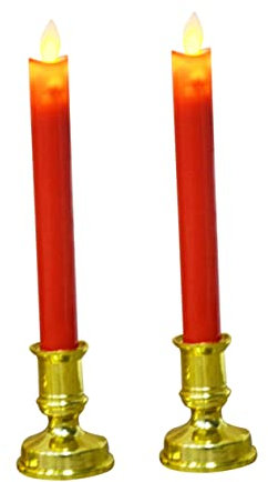 OSALADI 1 Paar Elektrische Stange Kerze Lampe Schaukel Simulation Kerze Licht Goldene Basis Rot Stange Muster