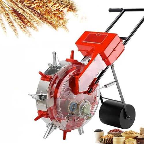 Walk-Behind Push Garden Seeder, Metal Row Planter Corn Planter with 6 Seed Plates, Automatic Seed Replenishing, Plant Spacing 6.2 In, 10 Holes
