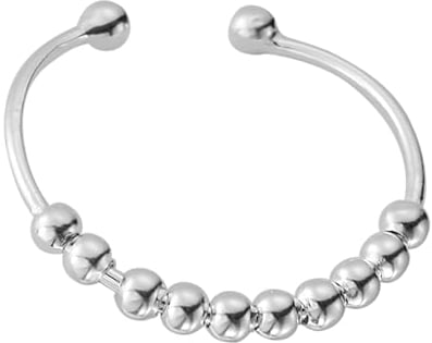 Zuofan Silber 925 Damen Angst Ring, Spinning Ring mit Beweglichen Perlen für Stress Abbauen