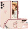 TVVTPU Coque pour Samsung Galaxy A13 4G avec Cordon et 360 Degrés Anneau Support, Étui Housse Antichoc Souple Silicone TPU Bumper Portable Protection Case avec Amovible Collier, Rose
