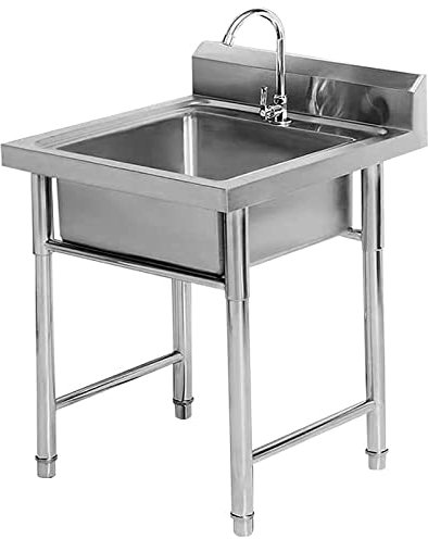 Évier de Cuisine Évier de cuisine sur pied de 50/60 cm, éviers commerciaux en acier inoxydable, évier utilitaire extérieur et intérieur fait à la main pour garage, restauration, restaurant, camping