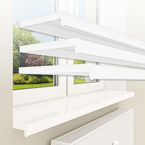 HEXIM Fensterbank bis 3 Meter Fensterbrett 30 x 180 cm (glanz) weiß Kunststoff PVC innen Innenfensterbank matt oder glanz DIN EN 13501-1 inkl. Seitenabschluss