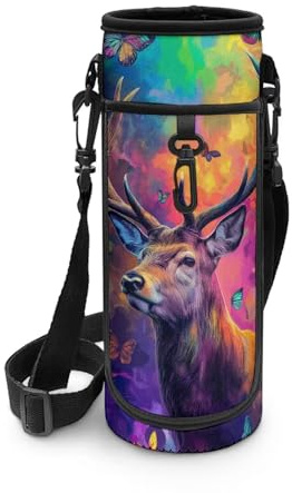 Biyejit Wasserflaschen-Tragetasche, Reißverschluss, Wasserflaschenhalter mit verstellbaren Schultergurten, Washbale-Flaschentasche, reh / hirsch, Einheitsgröße, Taschen-Organizer