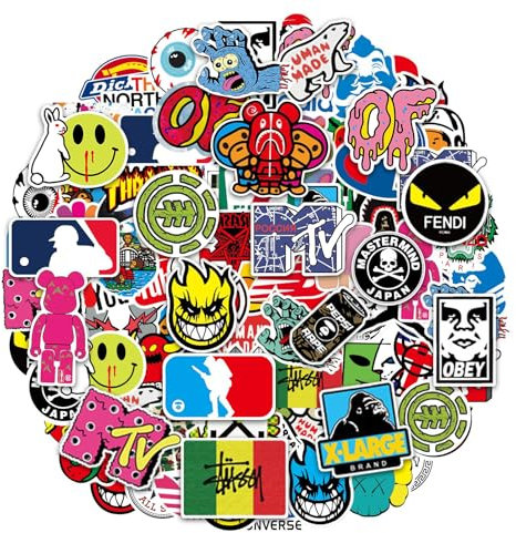 Skateboard Stickers Pack, 101 Pcs Cool Stickers for Adults Teens Kids Fashion Waterproof Vinyl Sticker Pack Luggage Decal Patches Sticker for Cars Guitar Travel Luggage Helme Furniture Bike Laptop