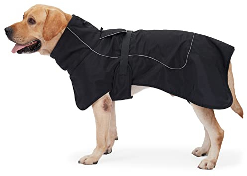 PAWIVID Manteau Imperméable pour Chien avec Doublure en Polaire - Manteau d'hiver Coupe-Vent Veste avec Bandes Réfléchissantes - Veste Chaude pour Chien pour l'intérieur/l'extérieur (Noir, XS)