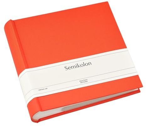 Semikolon 374271 Fotoalbum Classic für 200 Fotos im Format 10 x 15 cm, Einsteckalbum mit Buchleinenbezug, orange, orange