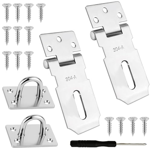 Wopanxye Paquete de 2 cerrojos de acero inoxidable, pestillo de seguridad para puertas exteriores, puerta de cobertizo, valla, ventana, armario, jaula de mascotas, jaula, color plateado (3 pulgadas)