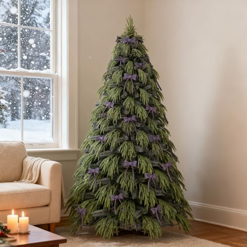 Soontrans Arbol de Navidad 150cm, Árbol de Navidad Nevado, Soporte Madera, Oxford 600D Saco de Almacenamiento, Material PVC y PE, Frondoso, para Tiendas, Salones, oficinas, Interior Exterior