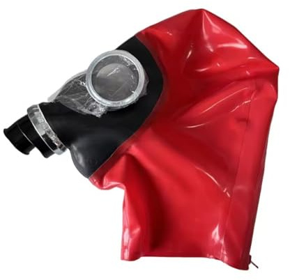 CHBYUOMLJIK 100% Latex Hood Rubber Mask With Gas Mask