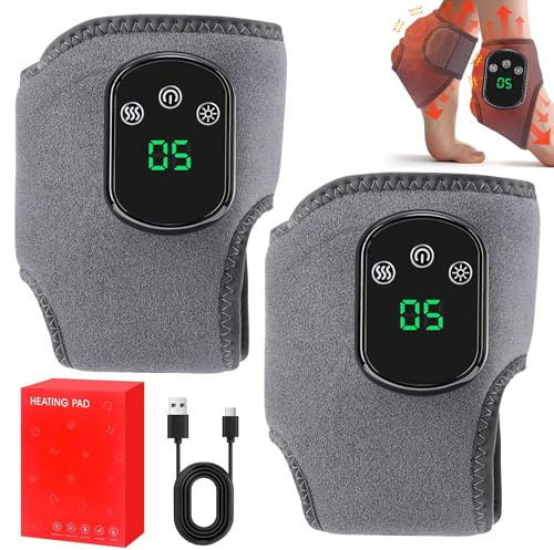 2 Stück Fußmassagegerät, 3-in-1 Kabelloser Fersenwärmer Gegen Schmerzen und zur Durchblutung, 5 Stufige Wärme und 3 Vibrationsmodi, Massagegeräte für geschwollene Füße für Zuhause,Büro,Reisen