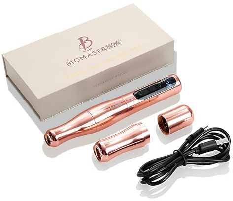 P90 PRO Wireless PMU Machine – 1000mAh Battery, 3.0mm Stroke, Ultra-Quiet, Type-C Charging, Compact Tattoo Machine for Eyebrows, Lips & Eyeliner, Dual Grip Design (Champagne)