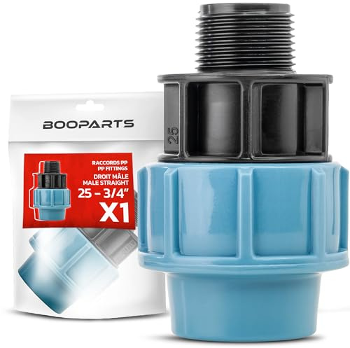 BOOPARTS Raccord Compression PP Mâle à Visser Ø25–3/4 (20/27) | Manchon Polypropylène pour Tube PE | Arrosage Irrigation Réseau d'Eau