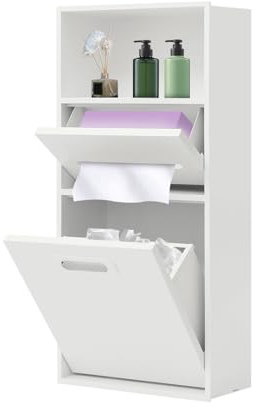 Eieblek Unterputz-Badezimmerschrank, Nische aus Edelstahl, Verdeckten Stauschrank aus Edelstahl, 3-stufige Wandeinbauschrank Bad-Nische, für Küchen, Bäder, Wohnzimmer,66x14x30cm (Weiß)