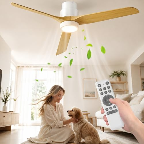 Ateroll Ventilatore da Soffitto con Luce Ø132cm, Dimmerabile LED (3000K-6500K), Plafoniera con Ventilatore Telecomando 6 Velocità Timer Adatto per Letto/Soggiorno/Studio/Patio (Bianco)