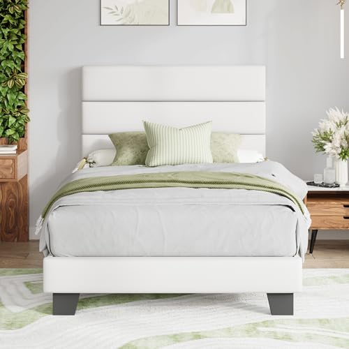 MUTICOR Polsterbett 90x200 cm Samt mit gepolstertem Kopfteil, Weiß | Weiches Kopfteil, 11,5 cm Stauraum, 272 kg Belastbarkeit, Geräuschfrei, Kein Boxspring, Einfache Montage