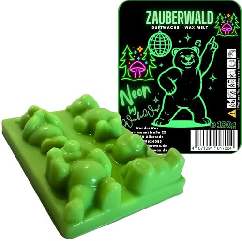 WonderWax Neon Duftriegel 6 x Duftwachs Bären Wachsmelt Duftwachs Raumduft für Duftlampen Soja Wachs Melts Duftmelt Aroma Wellnes Kerzen Wärmer Wax Tarts Zauberwald