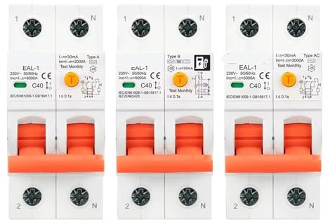 Disjoncteur Différentiel (RCBO/MCB) 2P 30 MA AC De Type AB, Protection Contre Les Surintensités Et Les Fuites De Courant.(Type A 30mA,40A)