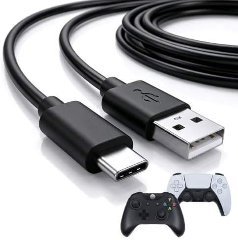 Tolesum Câble de Charge USB C 3m (USB-A vers USB-C), Câble de Données Type-C Résistant, Compatible avec Manettes PS5, Xbox Series X/S et Switch Pro - Noir