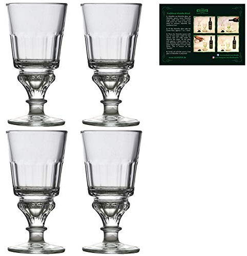 ALANDIA Absinth Glas Set | 4x Traditionelle Absinth Gläser mit Reservoir | Inkl. Trinkanleitung