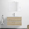 Mobile Bagno sospeso con lavabo in Ceramica e Specchio, cassetti e Ante a Chiusura rallentata, 3 colorazioni Disponibili (90 cm 2 cassetti, Rovere Africa)