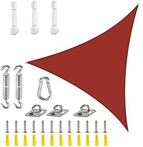 PYapron Sonnensegel Sonnenschutz Dreieck Polyester Windschutz Wetterschutz Wasserabweisend Imprägniert 95% UV Schutz Mit Seilen Und Befestigungs Kit Für Outdoor Garten,#7,6x6x6m