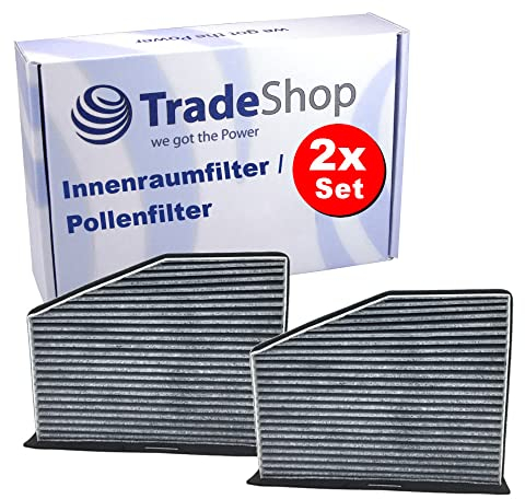 2x Trade-Shop Innenraumfilter Pollenfilter mit Aktivkohle für Skoda Octavia II Combi, Superb II Kombi, Roomster, Yeti, Mercedes-Benz E-Klasse T-Modell