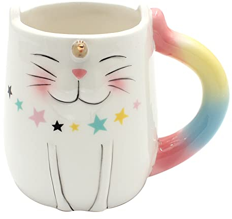 Dekohelden24 Taza de café de cerámica – Diseño de unicornio gato – Tamaño: 10 x 7 cm aprox. Capacidad: 300 ml