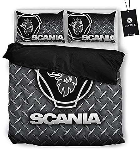 SPONYBORTY Dreiteiliges weiches und atmungsaktives Bettlaken-Bettbezug-Set SCA-Nia 3D-gedruckte Mikrofaserbettwäsche + 2 Kissenbezüge Kurze Hose/C / 135x200cm